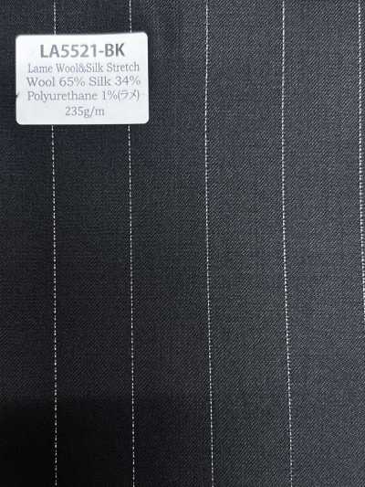 LA5521-BK Made In Japan Silk Lame Wool Stretch Black Stripe