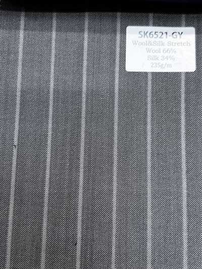 Made In Japan Silk Wool Stretch Gray Stripe