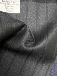 SK6521-GR Made In Japan Silk Wool Stretch Green Stripe[Textile] HOSOI SYOJI Additional Images