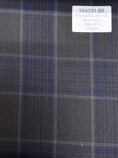 Made In Japan Silk Wool Stretch Brown Check