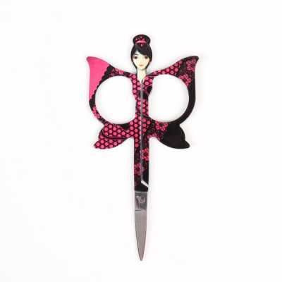98403 Ladies & Floral Pattern Small Scissors, 6 Color Variations (BOHIN)