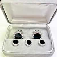 A-1 Sterling Silver Formal Cuffs &amp; Stud Set Onyx Silver Round[Formal Accessories] Yamamoto(EXCY) Sub Photo