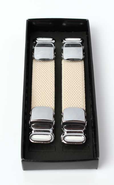 AB-12-Y Sleeve Garter, Beige, Plain, Yoke-Hanger Type (Type That Clamps The Sleeve From Top And Bottom)