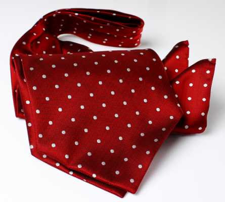 AS-600 Made In Japan Silk Ascot Tie, Red Dot Pattern