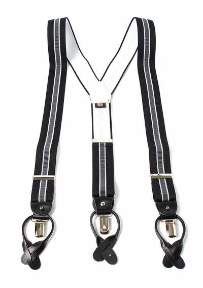 AT-2266-BK Albert Thurston Suspenders Striped 35MM Black[Formal Accessories] ALBERT THURSTON Sub Photo