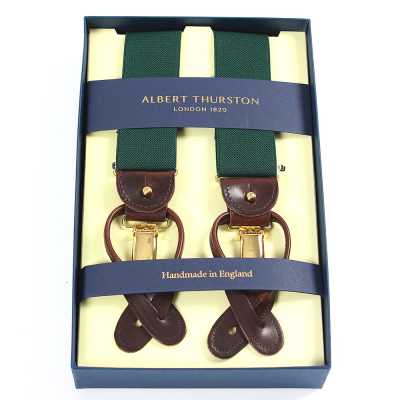 AT-GREEN Albert Thurston Suspenders Green Elastic (Rubber)