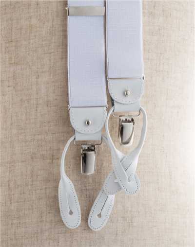 AT-WHITE Albert Thurston Suspenders, White, Plain, 2-Way Type