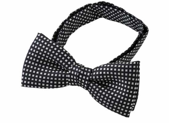 BF-153 Japanese-made Silk Bow Tie, Komon Pattern, Navy Blue