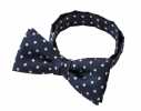 BF-972 Domestic Silk Bow Tie Polka Dot Pattern Navy Blue