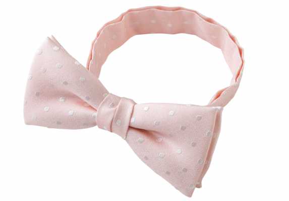 Japanese-made Silk Bow Tie, Pink Polka Dot Pattern