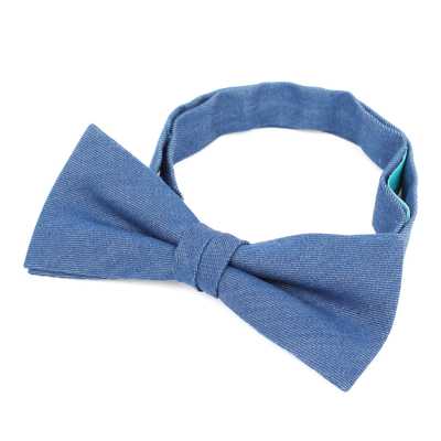 Pima Cotton Denim Bow Tie Blue