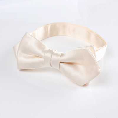 BFK-203 Premium Material Silk-Faced Pointed Bow Tie, Off-White