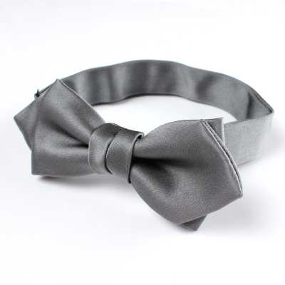 BFK-508 Premium Pointed Bow Tie Made With Silk Facing Fabric, Gray