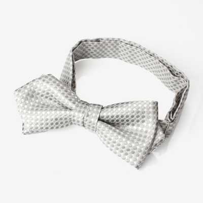 BFK-985 Japanese Silk Jacquard Blade Bow Tie, Pique Pattern, Light Gray