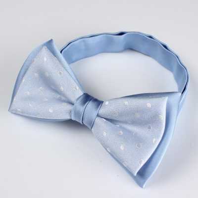 BFS-973 Combi Bow Tie Sky Blue Polka Dot Pattern Silk Made In Japan