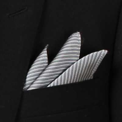 CF-3005 Made In Japan Jacquard Pocket Square Stripe Gray