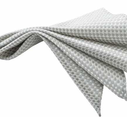Japanese-made Silk Pocket Square, Kanoko Pattern, Light Gray