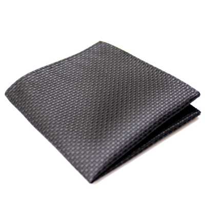 CF-986 Japanese-made Silk Pocket Square, Kanoko Pattern, Black