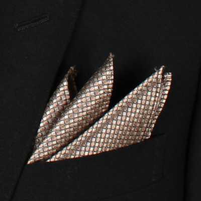 Made In Japan 100% Silk Pocket Square, Kanoko Pattern, Brown