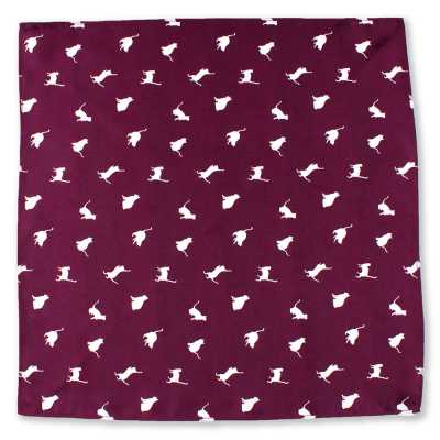 CF-CAT-WI Silk Print Handkerchief Cat Motif Wine