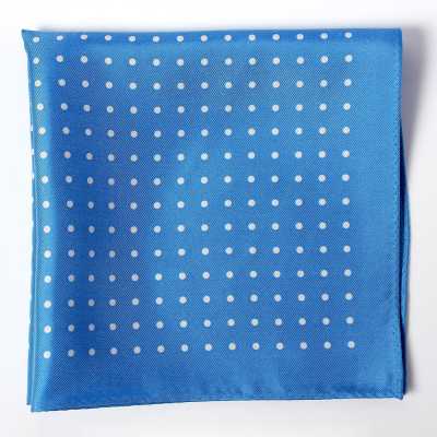 Dot Print Silk Handkerchief, Light Blue