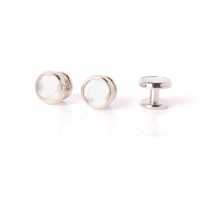 E-3 Formal Cufflinks And Studs Set, Mother Of Pearl Shell Silver Round[Formal Accessories] Yamamoto(EXCY) Sub Photo