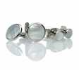 E-3 Formal Cufflinks And Studs Set, Mother Of Pearl Shell Silver Round