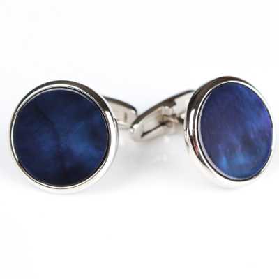 E-4-C Color-Coated Shell Cufflinks, Navy Blue