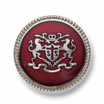EX252 Japanese-made Metal Button For Suits And Jackets, Silver/red