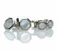 G-3 Formal Cufflinks & Stud Set Mother-of-Pearl Silver Octagonal