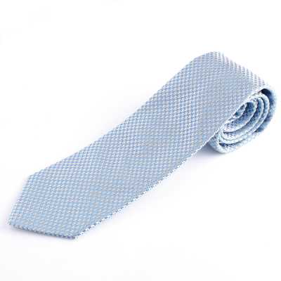 HVN-12 Handmade Houndstooth Necktie Made With VANNERS Fabric, Light Blue