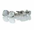 K-3 Sterling Silver Formal Cufflinks And Studs Set, Mother Of Pearl Shell Silver Rounded Corners