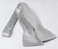 MT-985 Domestic Silk Hand-knot Bow Tie Moss Stitch Pattern Light Gray