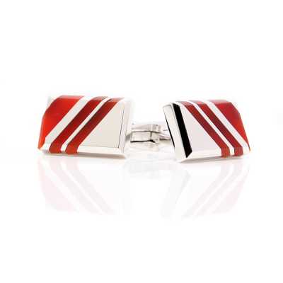 N-2 Made In Japan Cufflinks, Regimental, Red Agate