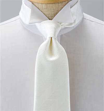 NE-31 Made In Japan Formal Necktie Herringbone White