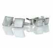 P-3 Pure Silver Formal Cufflinks And Studs Set, Mother Of Pearl Shell Silver Square Shape