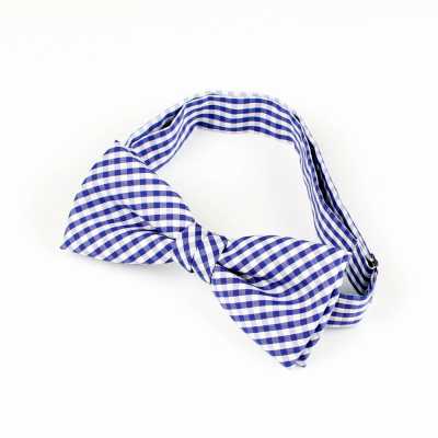 RBF-04 Check-pattern Navy Blue Bow Tie Made With British-made Ringhart Fabric