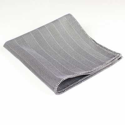 RCF-06 Pocket Square In British-made Ringhart Fabric, Herringbone Pattern, Black