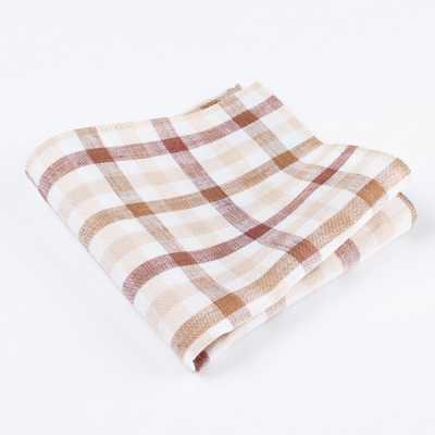 RCF-6103-32 Handkerchief In White/Brown Block Check, Made With English Ringhart Fabric