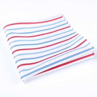 RCF-6258-77 Pencil Stripe Pattern White/Red Pocket Square Made With UK-Made Ringhart Fabric
