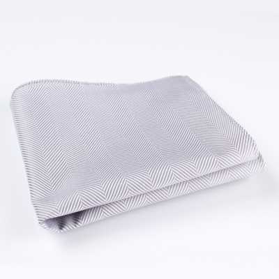 RCF-8007-24 Pocket Square In Gray Herringbone Pattern, Using English-made Ringhart Fabric