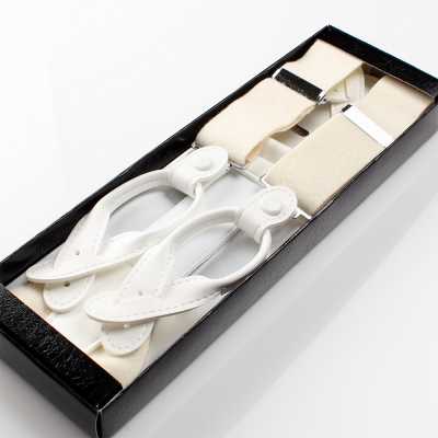 SR-201 Made In Japan Y-Type Suspenders, White Felt, For Tailsuits