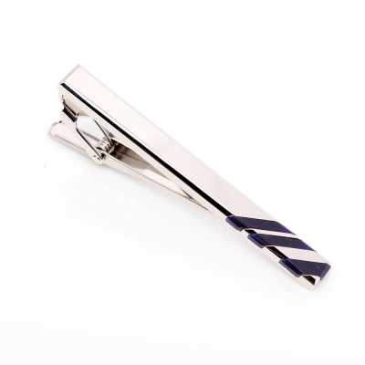 TB-4 Made In Japan Tie Bar, Regimental, Navy Blue, Sodalite