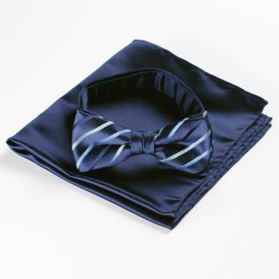 Bow Tie Made With VANNERS Fabric, Striped Pattern, Navy Blue