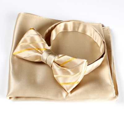 VBF-07 Bow Tie Made With VANNERS Fabric, Stripe Pattern, Champagne Gold