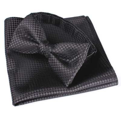 Bow Tie In VANNERS Fabric, Houndstooth Pattern, Black