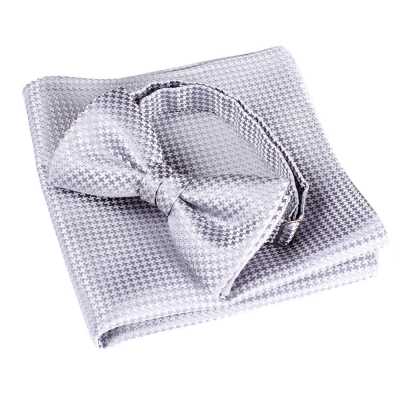 Bow Tie Made With VANNERS Fabric, Houndstooth Pattern, Light Gray
