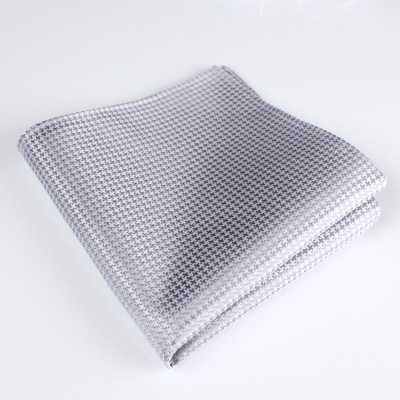 VCF-10 Pocket Square Made With VANNERS Fabric, Houndstooth Pattern, Light Gray