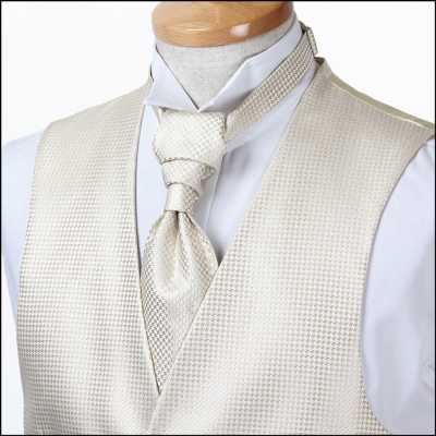 VYT-11 British VANNERS Silk Ascot Tie (Euro Tie) Houndstooth Pattern Champagne Gold