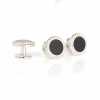 A-1-S Sterling Silver Stud Button Onyx Silver Round